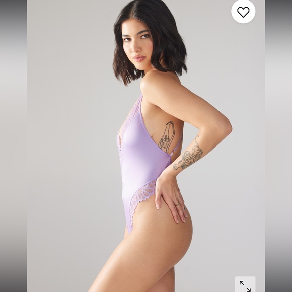 Savage X Fenty Purple Lavender Savage Not Sorry Lace Teddy Bodysuit - Picture 4 of 17